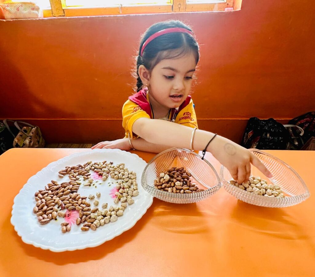 Children engaged in play-based learning activities as part of a preschool curriculum.