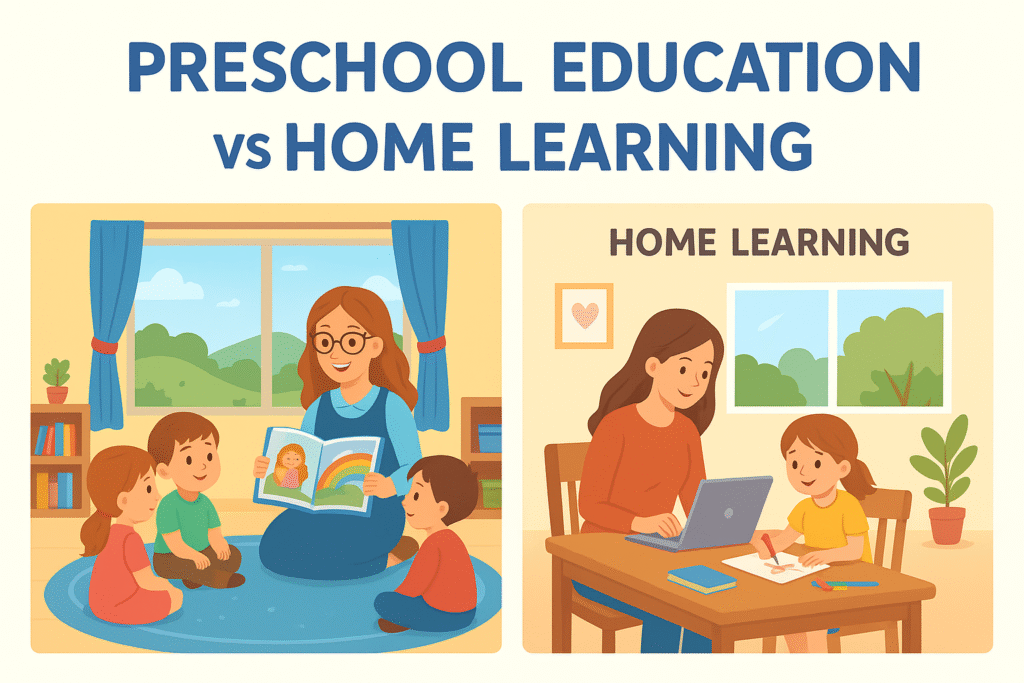 Children learning together in a preschool classroom, representing the benefits of preschool education