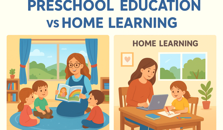 Children learning together in a preschool classroom, representing the benefits of preschool education