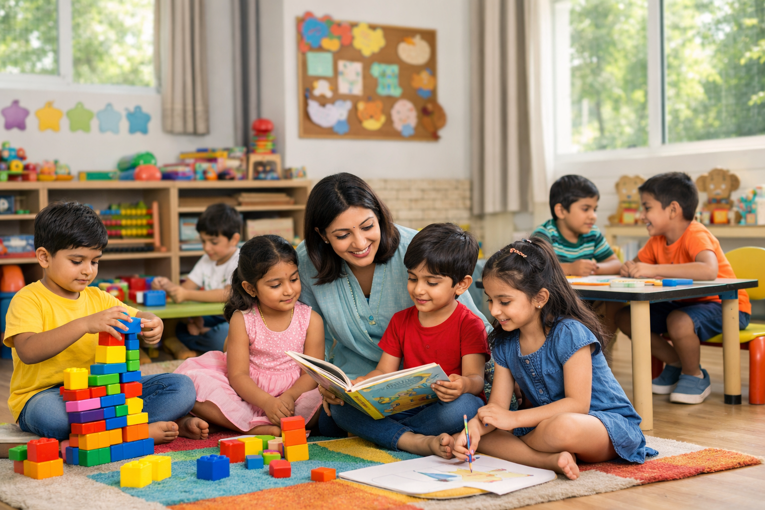 Developmental stages of preschoolers through play, learning, and social interaction