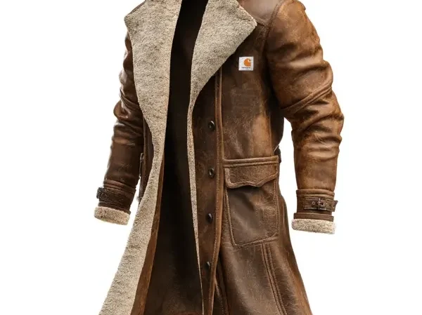 Carhartt-Mens-Vintage-Brown-Suede-Leather-Coat-With-Faux-Fur-Lining