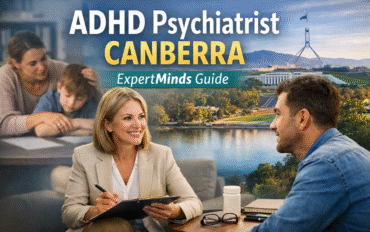 ADHD psychiatrist Canberra consulting adult patient with ExpertMinds mental health support and child ADHD care scene